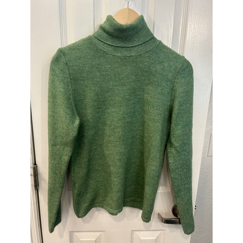 Mango MNG Womens Green Marled Knit‎ Wool Blend Turtleneck Sweater Size M